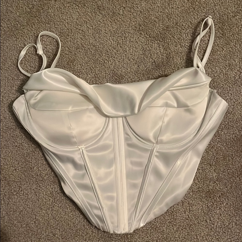 Elegant White Satin Corset Top